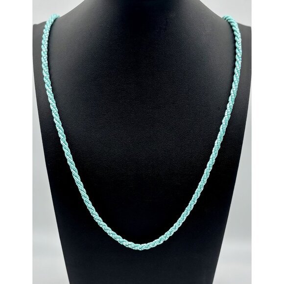 Nolan Miller Jewelry - Vintage Nolan Miller Long Necklace 2 Twisted Strands Light Blue Glass Beads, 37"